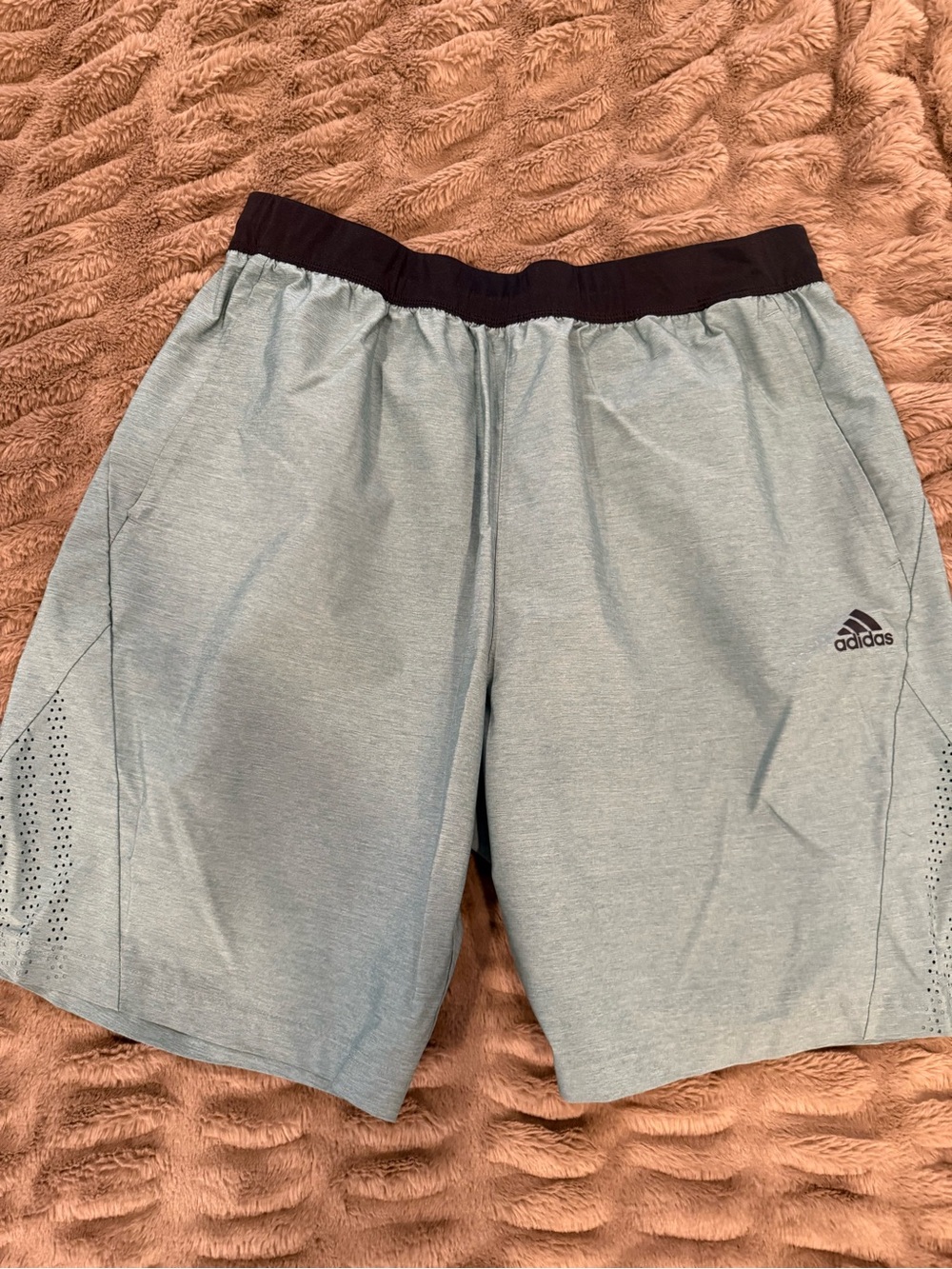 adidas Men’s Light Gray Athletic Shorts with Black Waistband